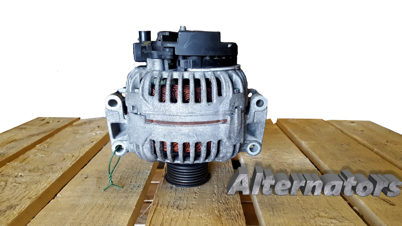 Alternador usado sobre palé de madera